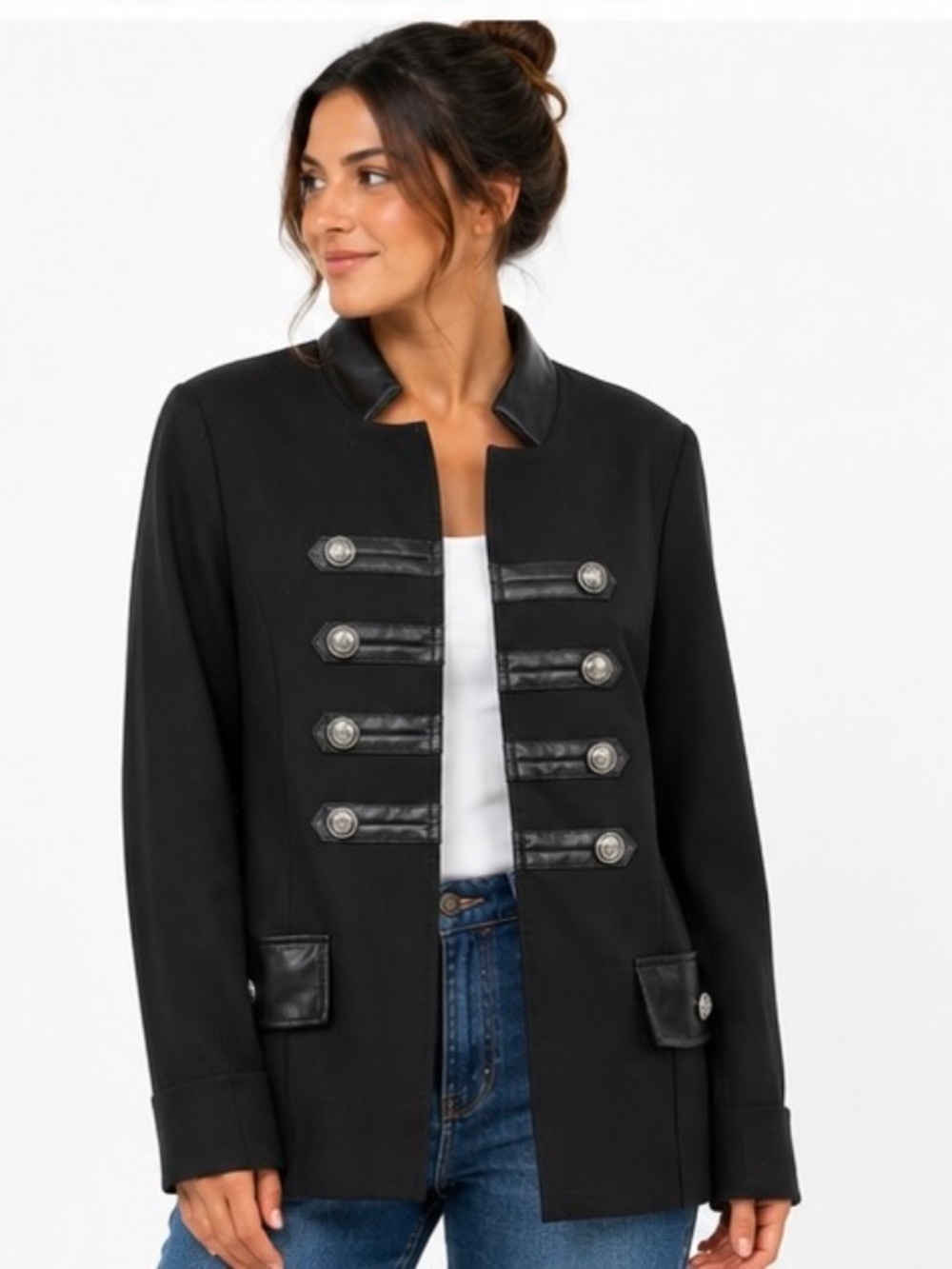 Joseph Ribkoff Women's Black Military-Inspired Jacket – Size 8